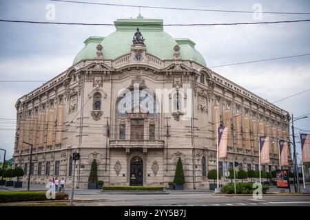 Wunderschönes altes, altes Gebäude im Geodätischen Institut der Republik Savamala (Geozavod, Beogradska Zadruga), kooperativer Palast Stockfoto