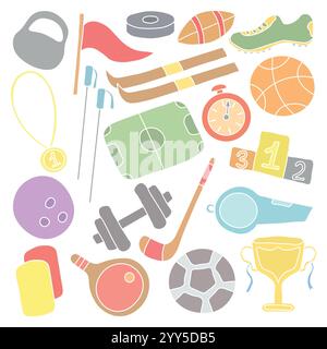 Vektor-Sportsymbole. Handgezeichnete Sportabbildung Stock Vektor