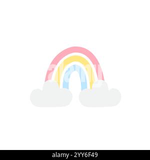 Vektor Hand gezeichnete Kritzelskizze Pastell Regenbogen isoliert auf weißem Hintergrund Stock Vektor