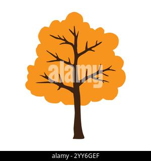 Vektor Hand gezeichnete Kritzelskizze Herbstbaum isoliert auf weißem Hintergrund Stock Vektor