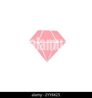 Vektor-rosa Hand gezeichnete Kritzelskizze Diamant isoliert auf weißem Hintergrund Stock Vektor