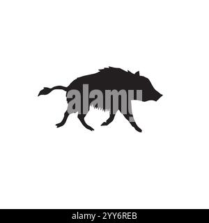 Vektor Hand gezeichnete Wildschweinsilhouette isoliert auf weißem Hintergrund Stock Vektor