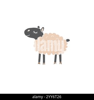 Vektor Hand gezeichnete Kritzelskizze beige Schafe isoliert auf weißem Hintergrund Stock Vektor