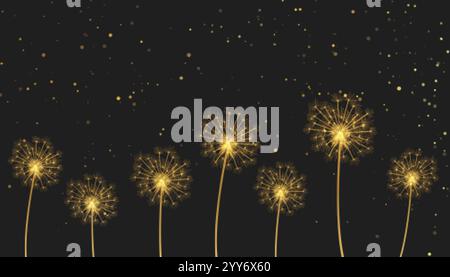 golden Delelion Blume Samen Hintergrund Stock Vektor