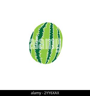 Vektor Hand gezeichnete Kritzelskizze Wassermelone isoliert auf weißem Hintergrund Stock Vektor