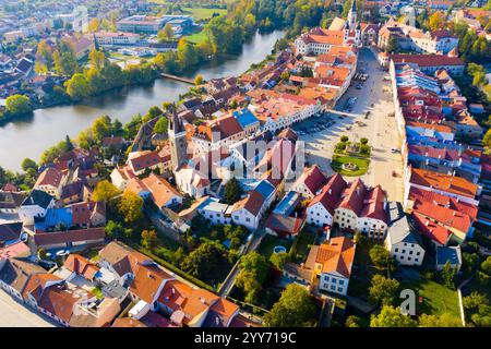 Luftaufnahme der tschechischen Stadt Telc Stockfoto