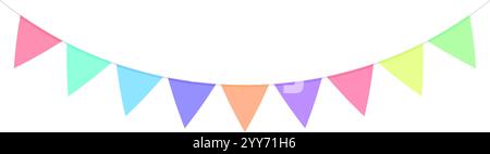 Festliche Flaggen Garland Mock Up. Vektorabbildung Stock Vektor