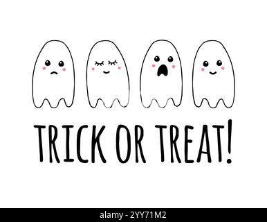 Vektor Hand gezeichnet Kritzelskizze Geist und Trick oder behandeln Buchstaben isoliert auf weißem Hintergrund Stock Vektor