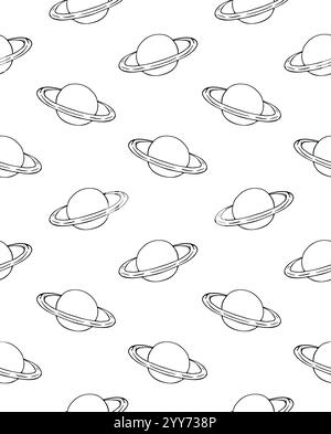 Vektor Hand gezeichnete Kritzelskizze Saturnplanet isoliert auf weißem Hintergrund Stock Vektor