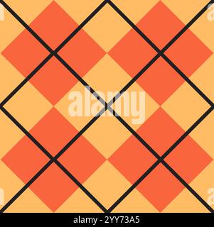 Nahtloses Vektor-Muster des orangefarbenen flachen Zeichentrickfilms Plaid Check isoliert auf weißem Hintergrund Stock Vektor