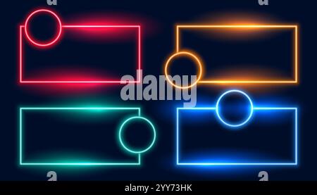 Neonrahmen in vier Farben Stock Vektor