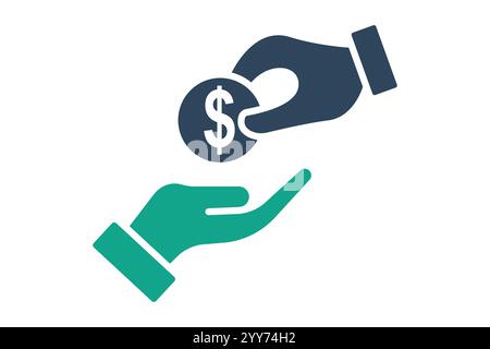 Wohltätigkeitssymbol. Symbolstil durchgehend. Geben Sie Geld. Symbol für Spenden und Wohltätigkeitsorganisationen. Vektorillustration für Spendenelemente Stock Vektor