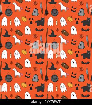 Nahtloses Vektor-Muster von Halloween-Elementen Stock Vektor