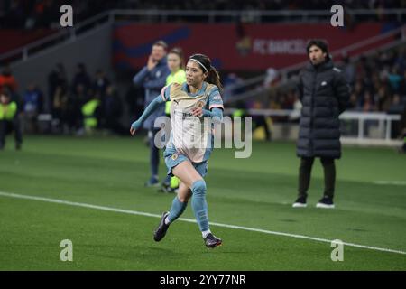 SPANIEN, BARCELONA, 18. DEZEMBER. Yui Hasegawa aus Manchester City während des Spiels der UEFA Women's Champions League zwischen dem FC Barcelona und Manchester City am 18. Dezember 2024 bei Estadi Olimpic Lluis Companys in Barcelona, Spanien. Kredit: Manuel Blondeau/AOP. Press/AFLO/Alamy Live News Stockfoto