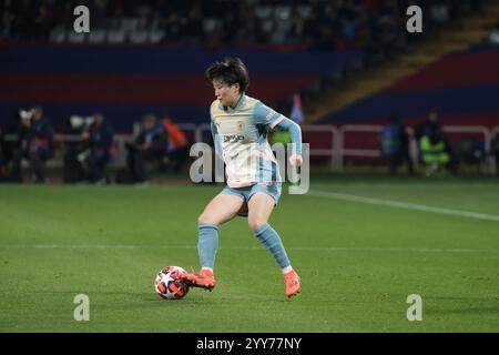 SPANIEN, BARCELONA, 18. DEZEMBER. Aoba Fujino aus Manchester City beim UEFA Women's Champions League Spiel zwischen dem FC Barcelona und Manchester City am 18. Dezember 2024 bei Estadi Olimpic Lluis Companys in Barcelona. Kredit: Manuel Blondeau/AOP. Press/AFLO/Alamy Live News Stockfoto