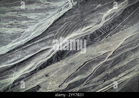 Luftaufnahme der geheimnisvollen Nasca-Linien in Peru Stockfoto