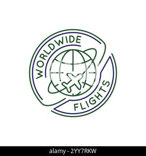 Einfaches Logo mit World Wide Flights-Symbol Stock Vektor
