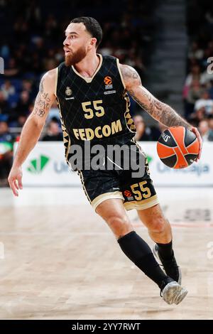 Mike James von AS Monaco während des Basketballspiels der Turkish Airlines EuroLeague zwischen Real Madrid und AS Monaco am 19. Dezember 2024 im Wizink Center in Madrid, Spanien Stockfoto