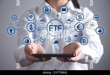 ETF-Exchange Traded Fund. Börsenhandel. Finanzen Stockfoto