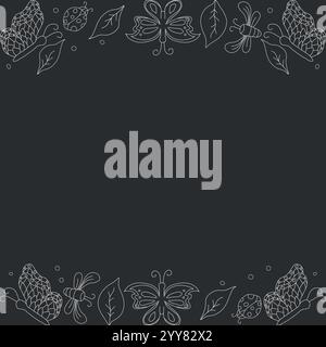 Rahmen mit Blumenmuster im Frühling. Nahtloser handgezeichneter Frühlingshintergrund Stock Vektor