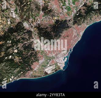 Barcelona aus dem Weltraum. Stockfoto