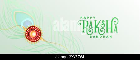 raksha bandhan Banner mit Rakhi und Pfauenfeder Stock Vektor