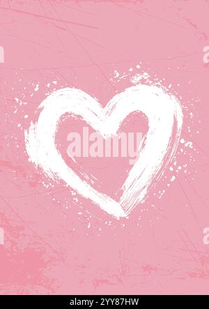 Grunge Valentinstag Hintergrund mit einem handgemalten Herzdesign Stock Vektor