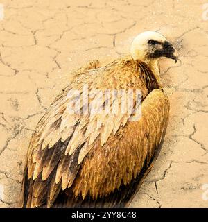 Digitales Bild von Kopf, Auge und Schnabel eines Eurasischen Gänsegeiers (Gyps fulvus) نسر أسمر Stockfoto