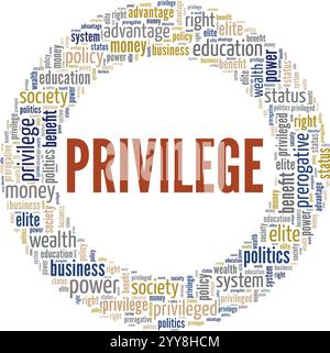 Privilege Word Cloud Konzeptdesign isoliert auf weißem Hintergrund. Stock Vektor