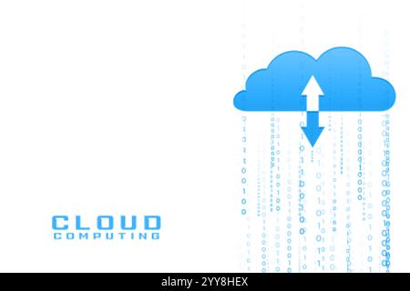 Cloud-Computing-Hintergrund mit Binärcodes für Datenzufluss und -Ausfluss Stock Vektor