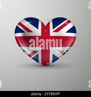 3D Herz Hintergrund mit Flagge von England. Ein Auswirkungselement für die Verwendung, die Sie daraus machen möchten. Stock Vektor