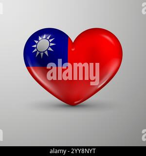 3D Herz Hintergrund mit Flagge von Taiwan. Ein Auswirkungselement für die Verwendung, die Sie daraus machen möchten. Stock Vektor