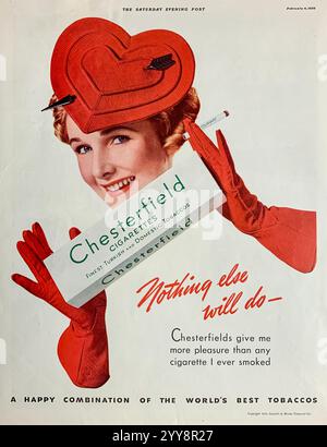 1939 Chesterfield Zigarettenwerbung - Valentinstag Stockfoto