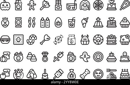 Halloween Meals  Icons hochwertige Vektor-Icons-Kollektion mit editierbarem Strich. Ideal für professionelle und kreative Projekte. Stock Vektor