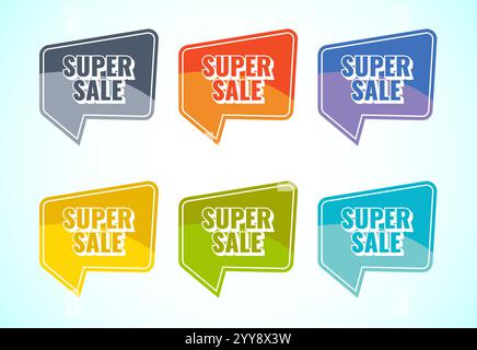 Super-Sale-Banner, Aufkleber für Unternehmen, Marketing und Werbung Stock Vektor