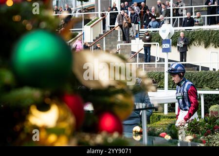 Ascot, Berkshire, Freitag, den 20. Dezember 2024; East India Express und Jockey Freddie Gordon gewinnen die Howden Conditional Jockeys' Handicap Hürde für Trainer Nicky Henderson und Besitzer EIC Racing & Table Five. Credit JTW equine Images / Alamy Live News. Stockfoto