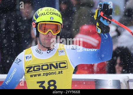 Val Gardena, Italien. Dezember 2024. Christof Innerhofer vom Team Italien tritt am 20. Dezember 2024 beim Audi FIS Alpine Ski World Cup, Menâ Superriesen Rennen auf der Saslong-Piste in Gröden, Bozen, Italien, an. Quelle: Unabhängige Fotoagentur/Alamy Live News Stockfoto