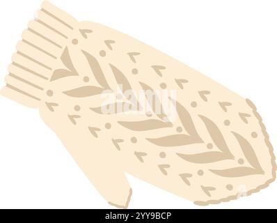 Warmer Strickfäustling mit zartem Blattmuster für Tragekomfort und Stil an kalten Wintertagen. Perfekt, um die Hände warm zu halten und vor den Elementen zu schützen Stock Vektor