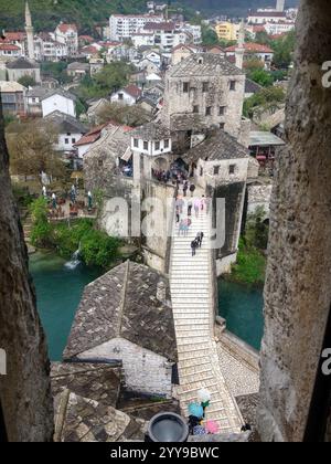 Sehen Sie die alte Brücke Mostar oder Stari Most, Bosnien und Herzegowina, Balkan Stockfoto