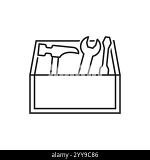 Symbol für Werkzeugkasten-Linie. Toolbox, Toolkit, Instrument. Konstruktionskonzept. Kann für Themen wie Wartung, Reparatur, Renovierung verwendet werden Stock Vektor