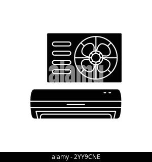 Symbol für Split-Typ der Klimaanlage. Klimaanlage. HLK für zu Hause. Luftumwälzgeräte. Luftqualität in Innenräumen. Isolierte Vektordarstellung. Einfach gefülltes lin Stock Vektor