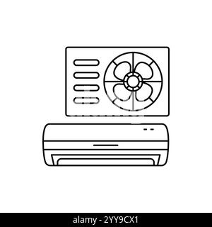 Symbol für Split-Typ der Klimaanlage. Klimaanlage. HLK für zu Hause. Luftumwälzgeräte. Luftqualität in Innenräumen. Isolierte Vektordarstellung. Einfach gefülltes lin Stock Vektor