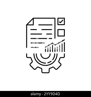 Dünne Linien-Methodik wird wie das Wirksamkeitssymbol ausgeführt. Outline Trend Easy Tech Benchmark Logo Grafik Design Webelement. Konzept von Finanz oder industrie Stock Vektor
