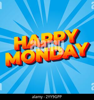 Happy monday Texteffekt-Design mit superfetten Schriftarten, die für soziale Medien geeignet sind Stock Vektor