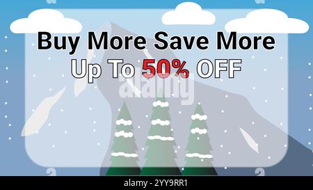 Mehr kaufen Sparen Sie bis zu 50 Prozent Rabatt auf Banner mit Bäumen Bergwolken kalten Hintergrund Stock Vektor