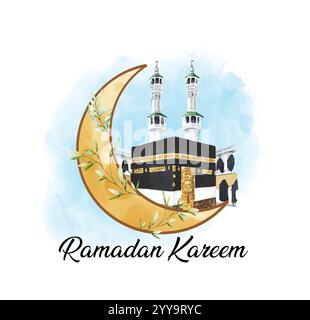 Ramadan Kareem Gruß, Aquarell Ramadan Kareem Vektor, T-Shirt Design Stock Vektor