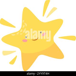 Ein fröhlicher, strahlender Cartoon-Star mit einem freundlichen Lächeln sorgt für einen Hauch von Laune und Freude, perfekt für Designs, Illustrationen und Projekte für Kinder, die Glück und Positivität feiern Stock Vektor