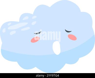 Hellblaue Wolke mit geschlossenen Augen, rosafarbenen Wangen und einem kleinen offenen Mund, der friedlich beim Träumen schläft, strahlt einen bezaubernden und ruhigen Charme in einer ruhigen Himmelsatmosphäre aus Stock Vektor