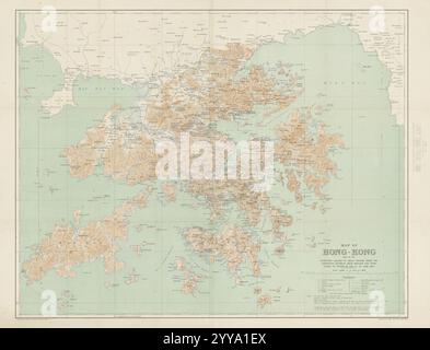 Karte von Hongkong und des Territoriums, das nach dem Abkommen zwischen Großbritannien und China am 9. Juni 1898 in Peking an Großbritannien vermietet wurde Stockfoto