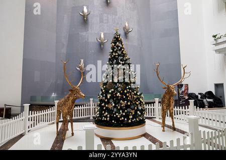 weihnachtsbaum und Rentier in der menara Mall marrakesch, marokko Stockfoto